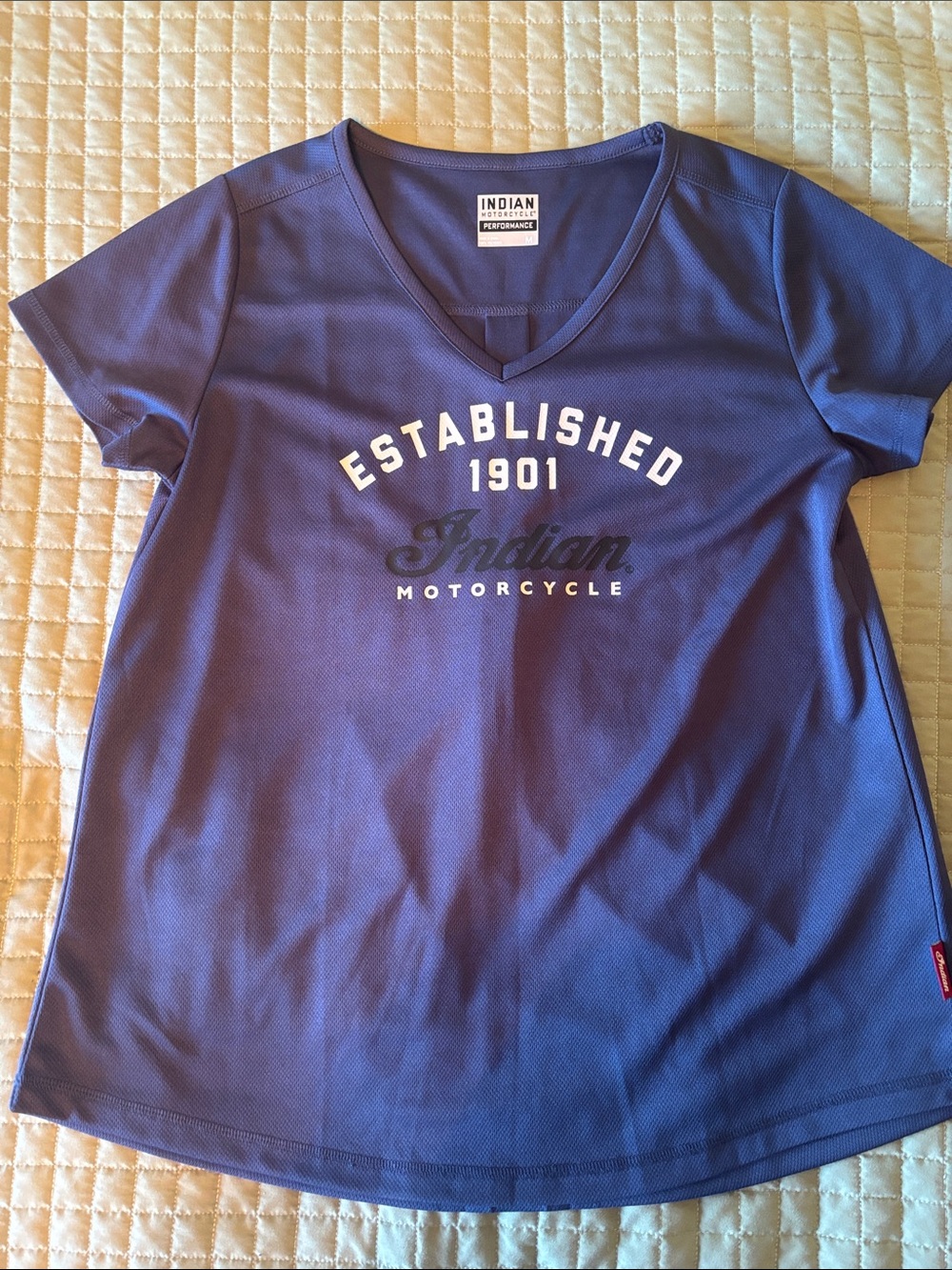Indian Motorcycle 'Established 1901' V-Neck Tee - Blue